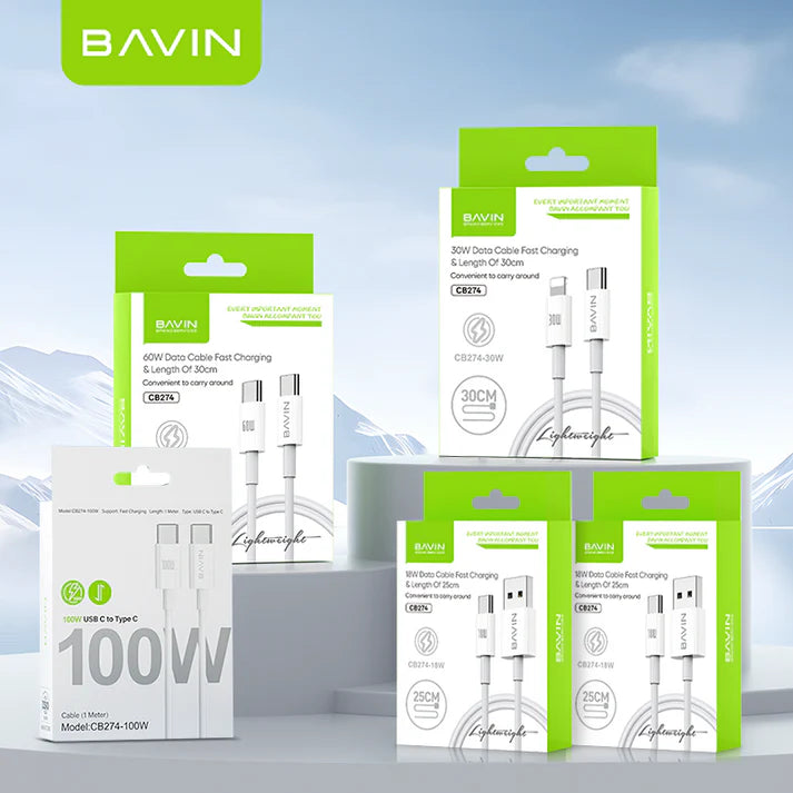 BAVIN CB274 100W Fast Charging Type-C Cable for Laptop & iPhone 17