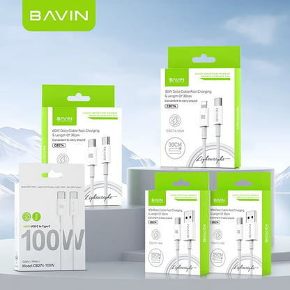 BAVIN CB274 100W Fast Charging Type-C Cable for Laptop & iPhone 17
