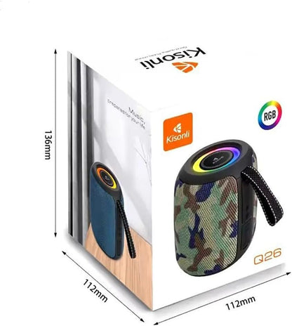 Q26 Portable Bluetooth Speaker – 10W – Powerful Sound – Support USB & TF Card – 1200mAh Battery – Multicolor (Black)