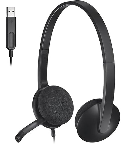 Logitech H111 Stereo Headset for Live Chat and Music, Black/Silver, Wired, On-Ear