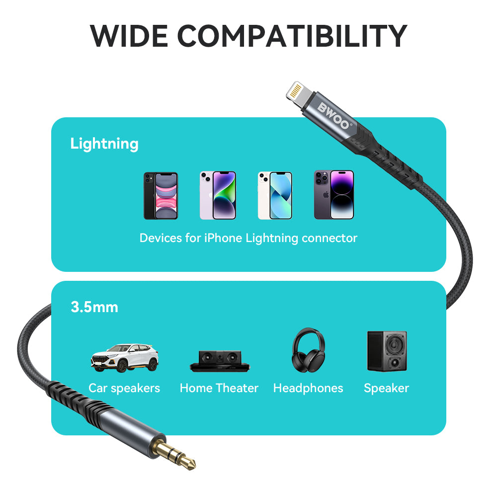 BWOO Lightning to 3.5mm Audio Cable  AUX068