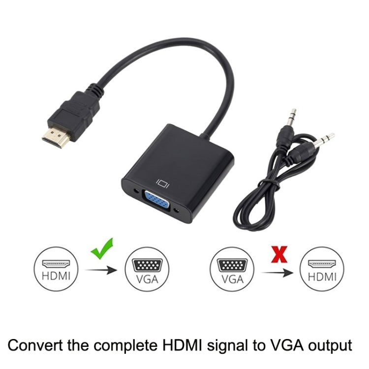 HDMI to VGA adapter with audio cable on a white background