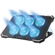 Standard ICE06N Gaming Laptop Cooling Pad Stand – 6x Blue Led Fans – Iron Mesh – 2 x USB – Support 12 UP to 17 Inch | Black