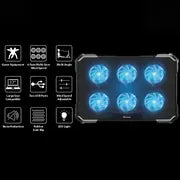 Standard ICE06N Gaming Laptop Cooling Pad Stand – 6x Blue Led Fans – Iron Mesh – 2 x USB – Support 12 UP to 17 Inch | Black