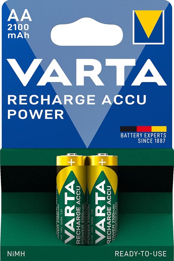VARTA RECHARGE ACCU POWER AA BATTERIES LR6 2100mAh NiMH MIGNON 2BL 1.2V NEW